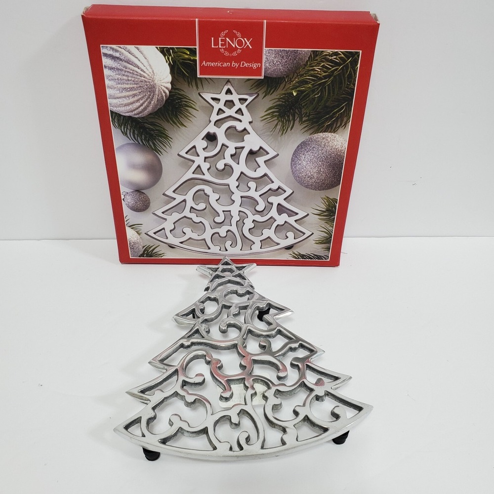 Lenox Warmest Wishes Tree Trivet 8" Serveware Silver Holiday Christmas #856125